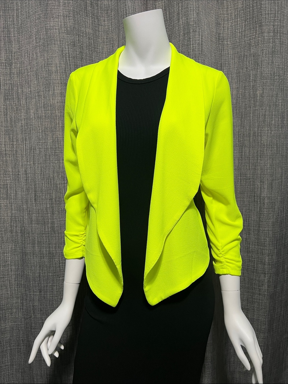Neon Yellow Open Front Draped Blazer S NWT